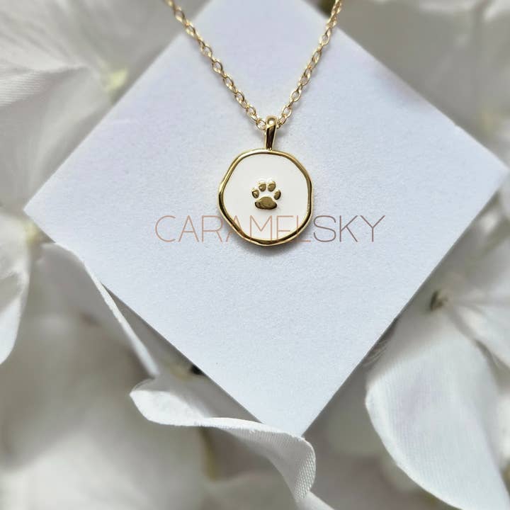 Caramel Sky - Wholesale Pendant/Charm Necklace - 18k Gold Plated Paw Print Necklace, Pet Lover's Jewelry0