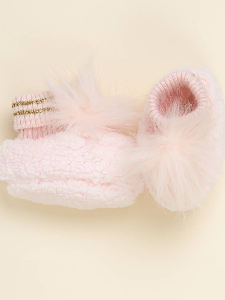 Bottines en peluche avec détails dorés pour la vente par Caramelo Kids