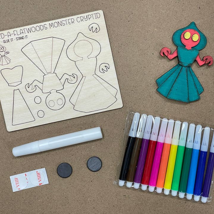 Reclaimed Woodworks Home Decor - Wholesale DIY Craft Kit - DIY Build a Flatwoods Monster Magnet Kit MYTHICAL CRAFT KIT3