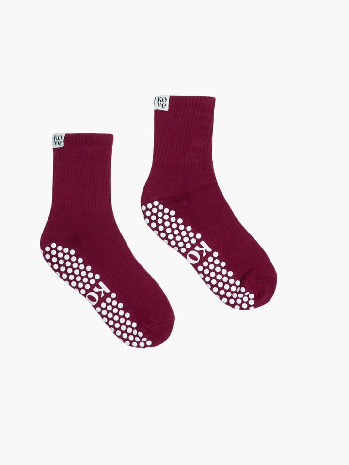 Burgundy - Les Basics Grip Socks for wholesale by Kove