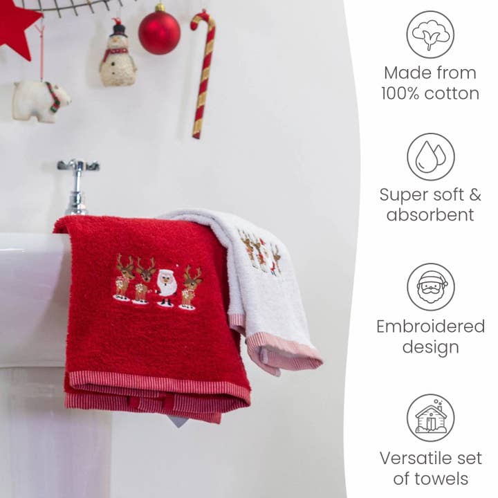 Allure Bath Fashions - Wholesale Hand towel - Luxury Turkish Cotton Christmas Hand & Guest Tea Towel Set2