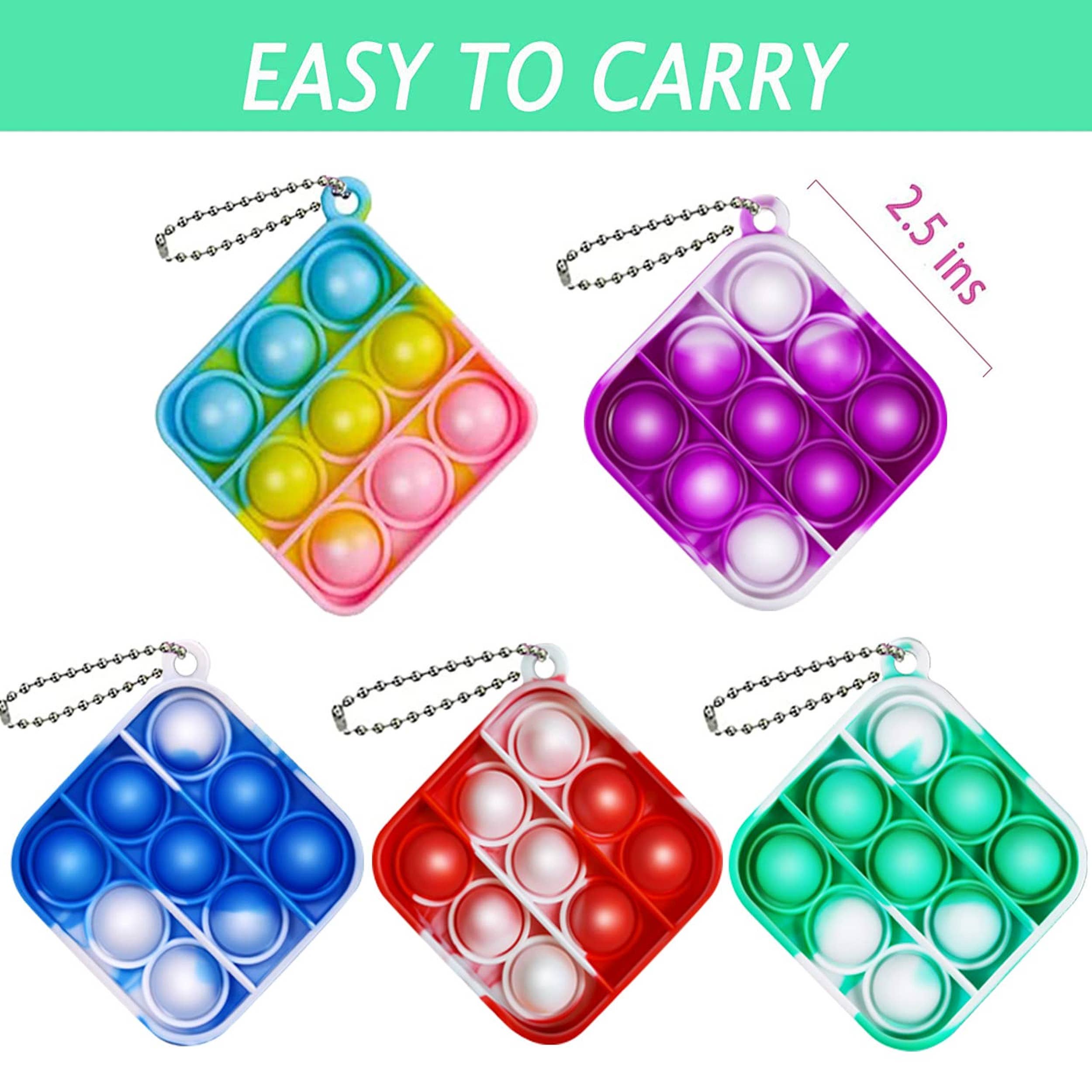 JSBlueRidge Toys - Wholesale Fidget Toy - Kids - Mini Square Pop Keychain Fidget Kids Toy- Assorted1