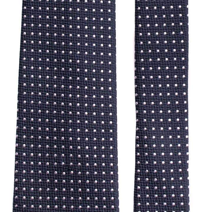 Graffeo Cravatte - Wholesale Necktie - Men's - Blue Silk Formal Tie with Silver Gray Polka Dots CY69261