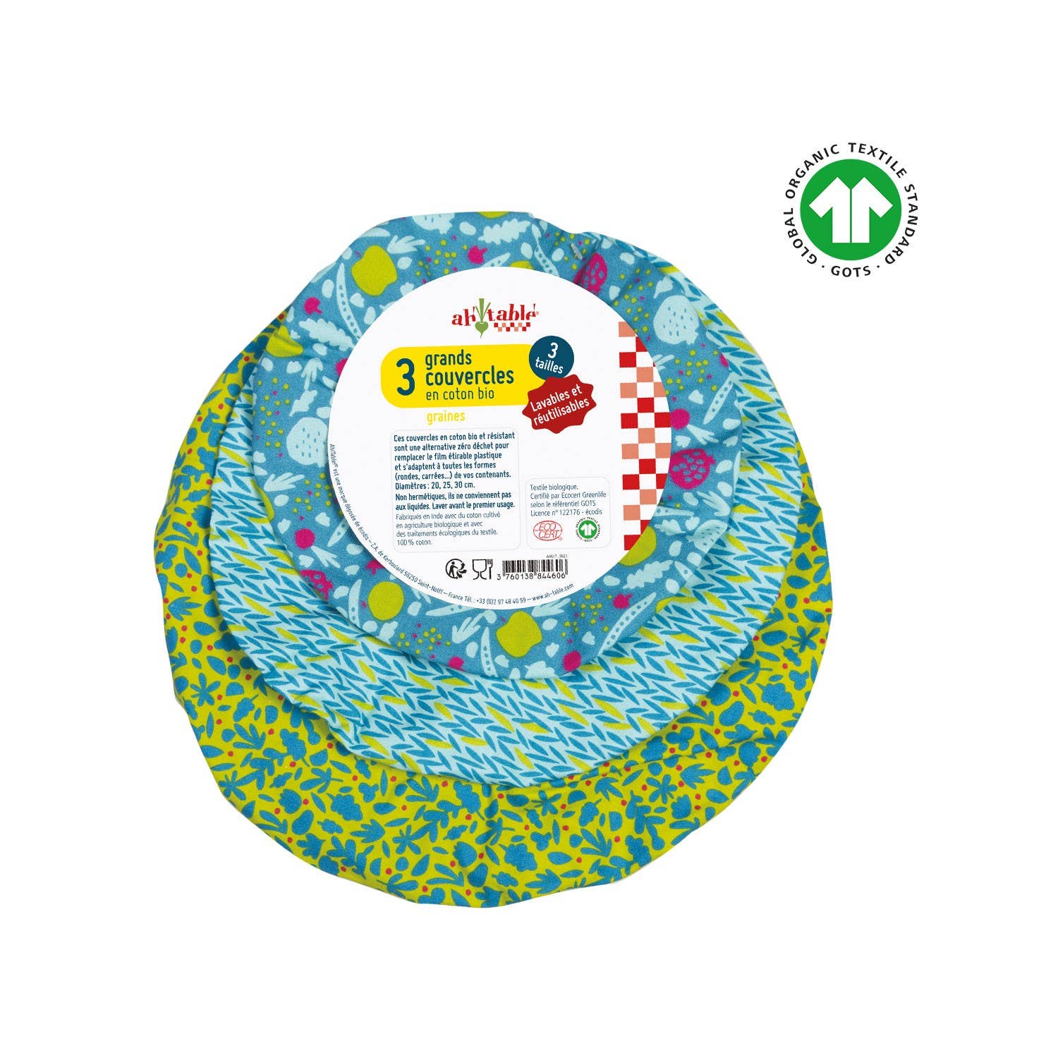 Ah! Table! - Ecodis - Wholesale Food Storage Wrap/Bag - Food Covers Set of 3 Ø 20 25 30 Cm0