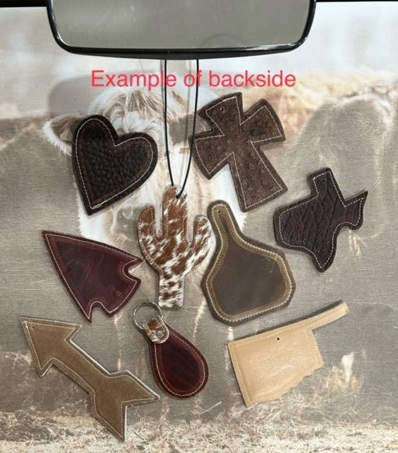 reSCENTit ~ Red Dirt Leather - Wholesale Car Freshener - Unisex - 2P-HAIR ON HIDE reSCENTable CHARMS  19