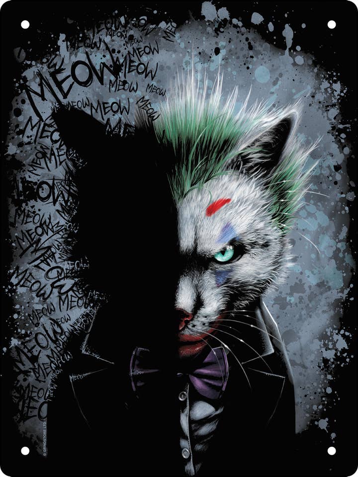 Gyserkatte Mjau, Mjau, Mjau! Mini Metalskilt for engroshandel hos Grindstore