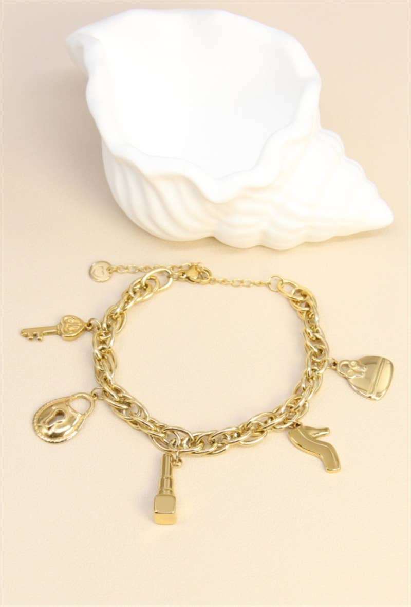 golden Stainless Steel Bracelet With Elegant Charm for wholesale on Faire1