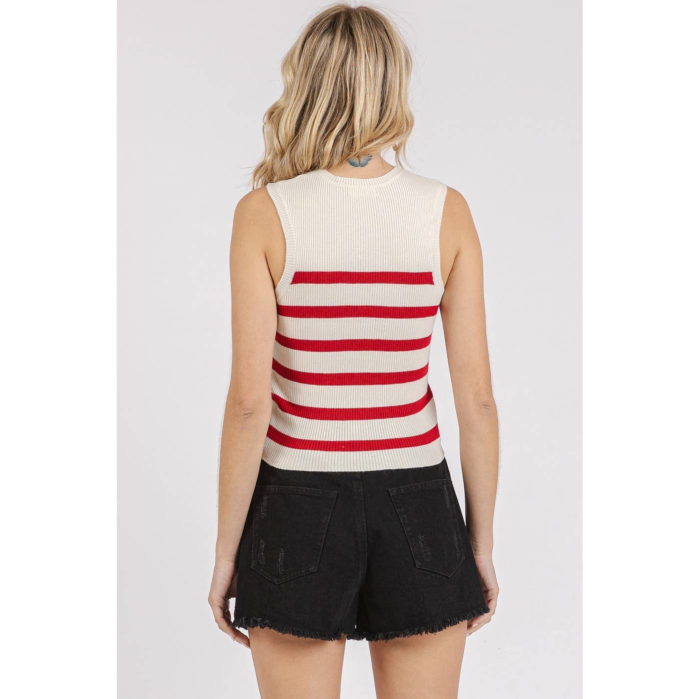 mittoshop – Engroshandel Pullover - Dame – STRIBET PRINT SWEATER STRIKKET TANK TOP20