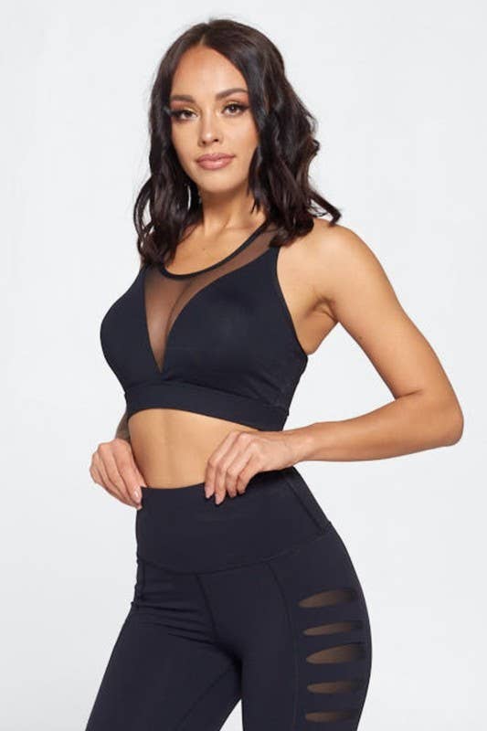 Yira - Venta al por mayor Sujetador deportivo - Mujer - Top de sujetador con espalda de tiras y cuello en V de malla3