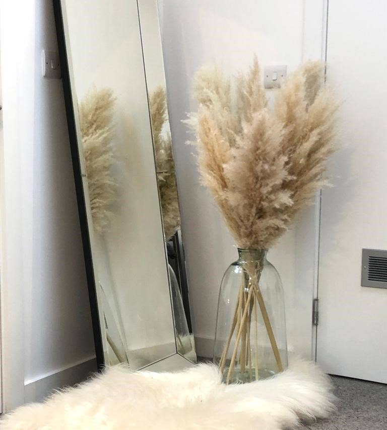 LoveProducts Ltd – Flores secas/prensadas por atacado – Buquê alto grande de capim-dos-pampas seco bege natural e fofo5