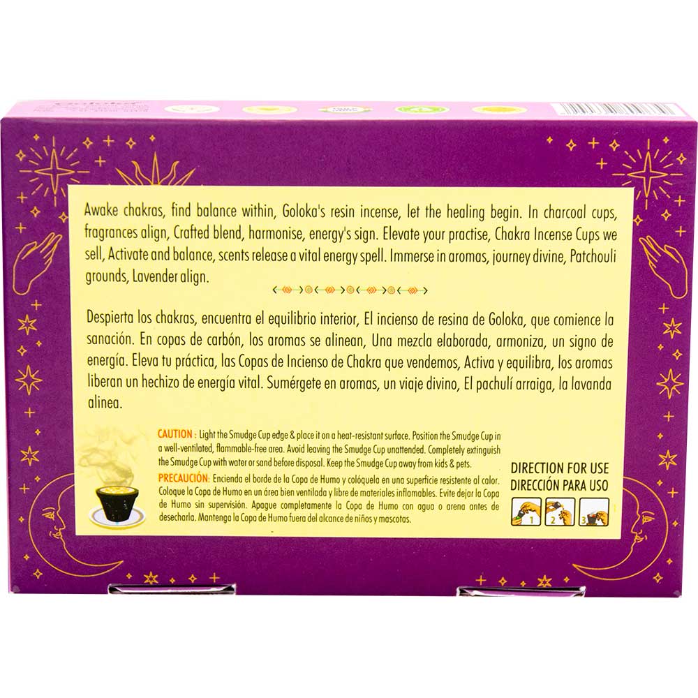 Kheops International - Wholesale Incense - Goloka Sacred Smudges Resin Cups - Seven Chakras (Pack of 6)2