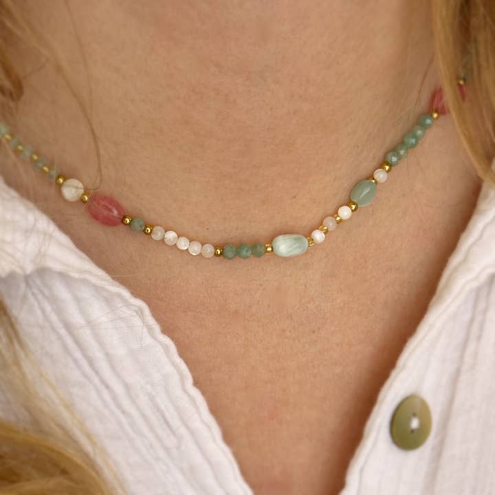 Colar de Contas de Amazonite com Pedras Preciosas Naturais por atacado de LilAryenne | Jewelry & Suncatchers