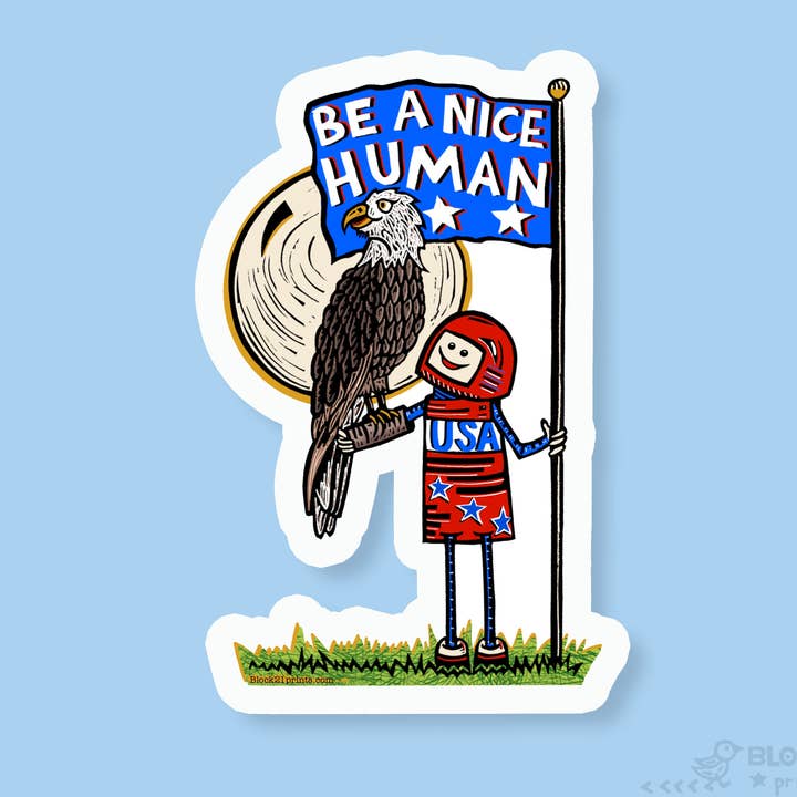 Block21Prints - Wholesale Sticker - USA Be Nice Sticker – Patriotic Kindness Message