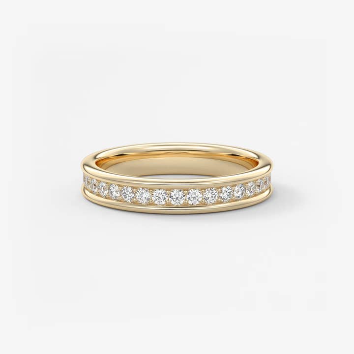 Gold Channel‑Set Eternity Band with Round Lab‑Grown Diamonds for wholesale by Caratina