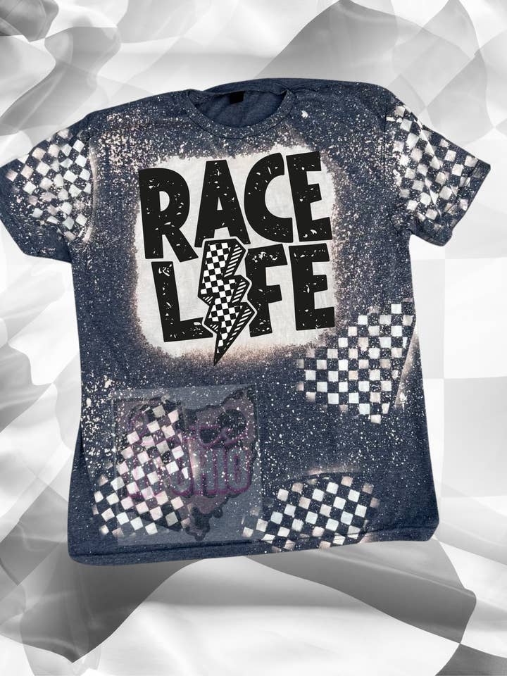 Race life tee - racing - bleached shirt - dirk track for wholesale by Roots.In.Ohio