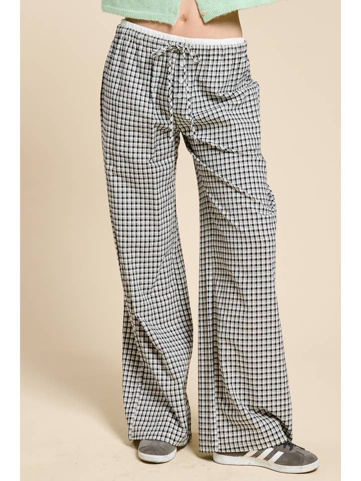 Mimosa - Wholesale Lounge Sweatpants/Joggers - Women's - Gingham Boxer Lounge Pants with Contrast Waistband1