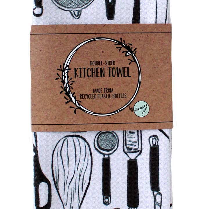 ellembee gift – wholesale Tea towel – Black and White Kitchen Utensils | two sided kitchen towels0