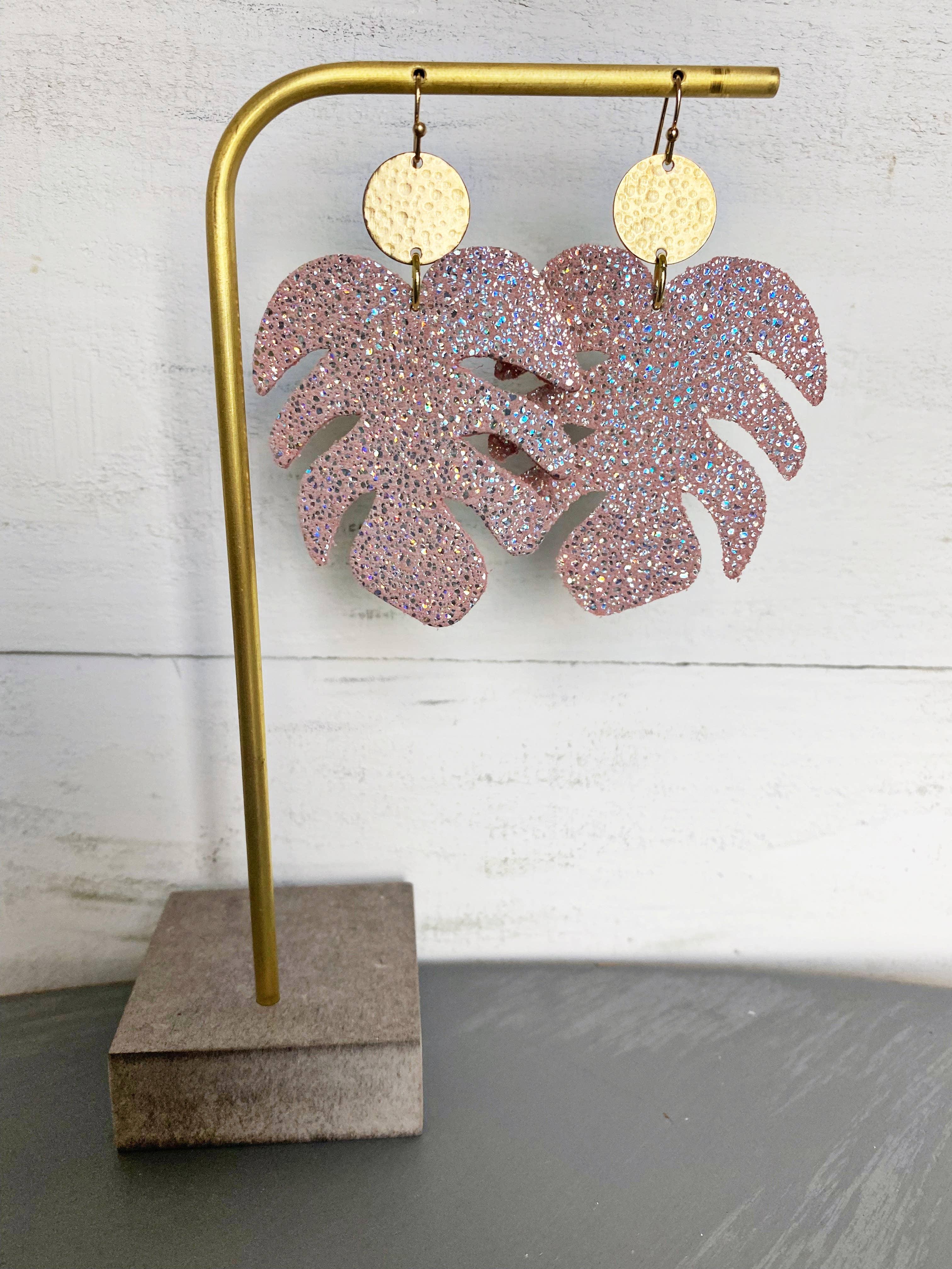 The Supply Society - Wholesale Dangle Earrings - Monstera Leaf Leather Hook Earrings13