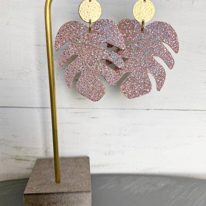 The Supply Society - Wholesale Dangle Earrings - Monstera Leaf Leather Hook Earrings13