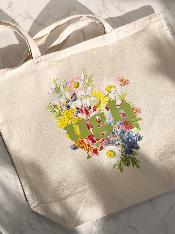 Ugh Floral Tote - Multicolor Flowers Funny Reusable Bag for wholesale by The Coin Laundry