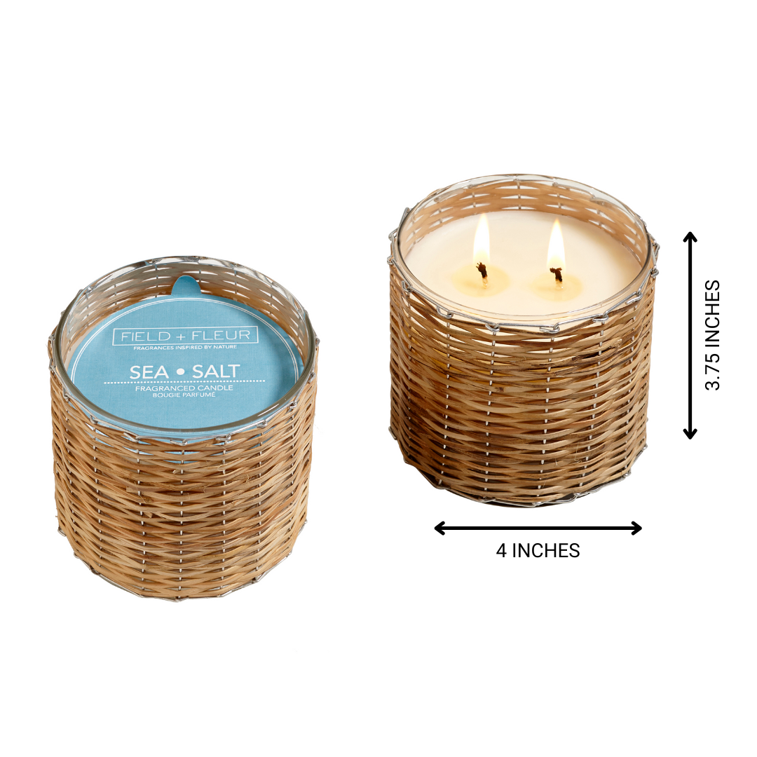 Hillhouse Naturals/Field+Fleur - Wholesale Jar/Filled Candle - Sea Salt 2 Wick Handwoven Candle 12oz Ctn.62
