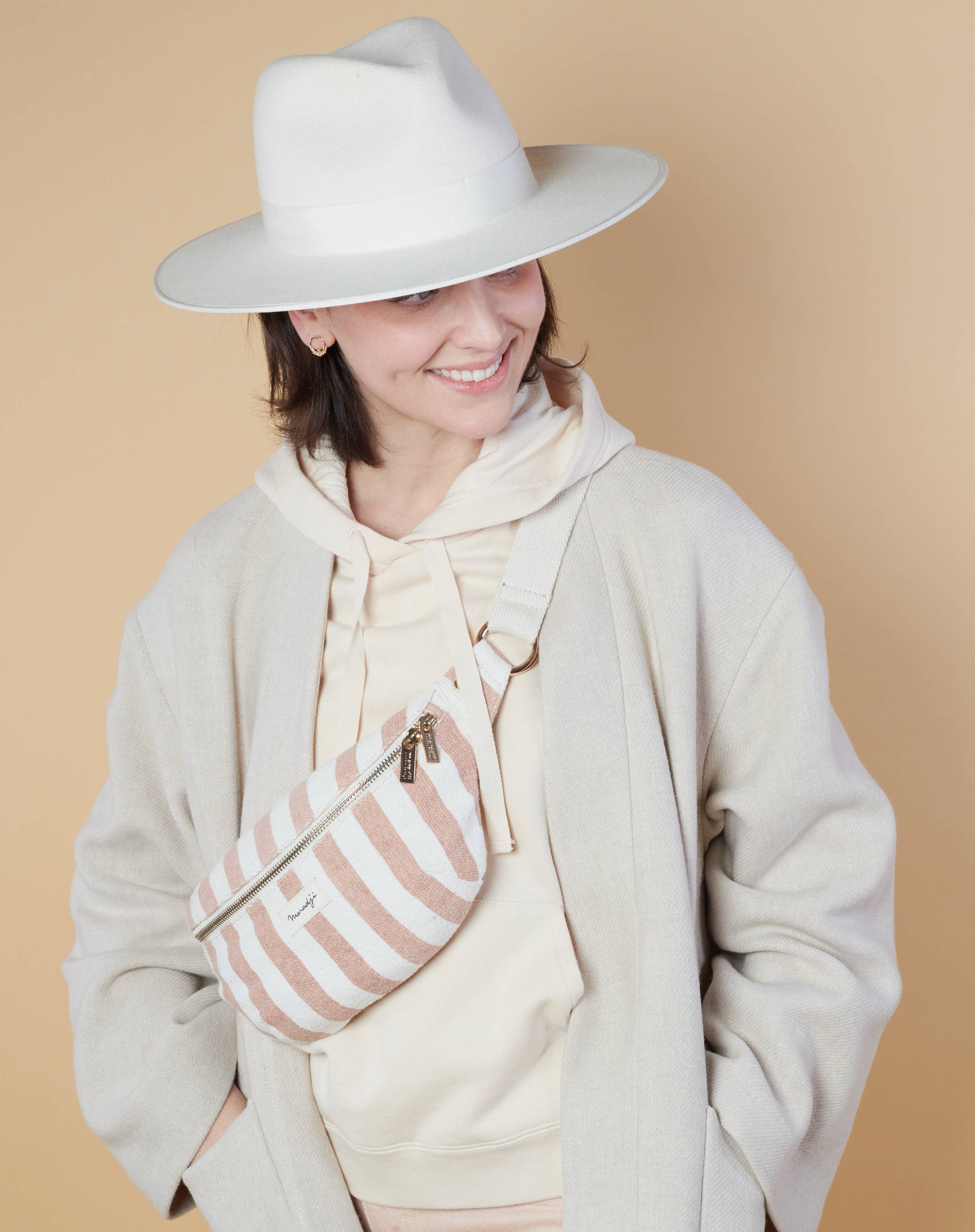 Maradji - Venta al por mayor Riñonera - Mujer - Riñonera de algodón caneva a rayas rosa Nicole3