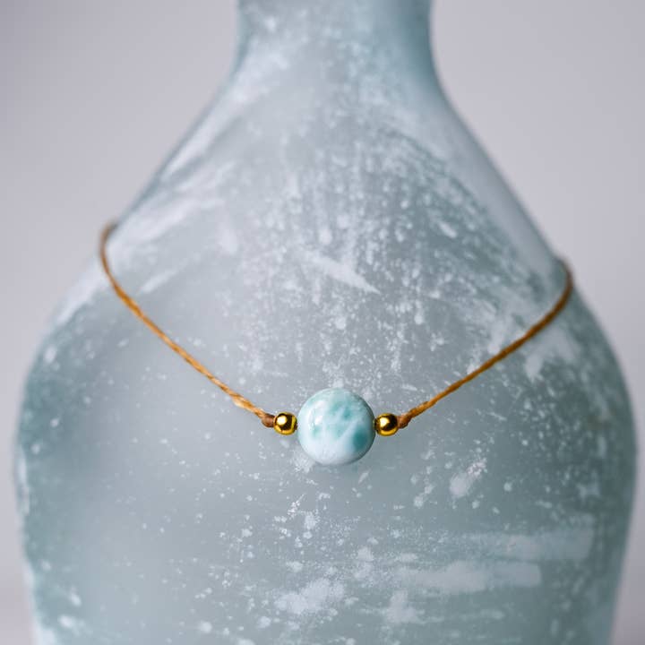 Jasmine Sol Jewelry - Wholesale Choker/Collar - Handmade Larimar Coin Boho Choker Necklace