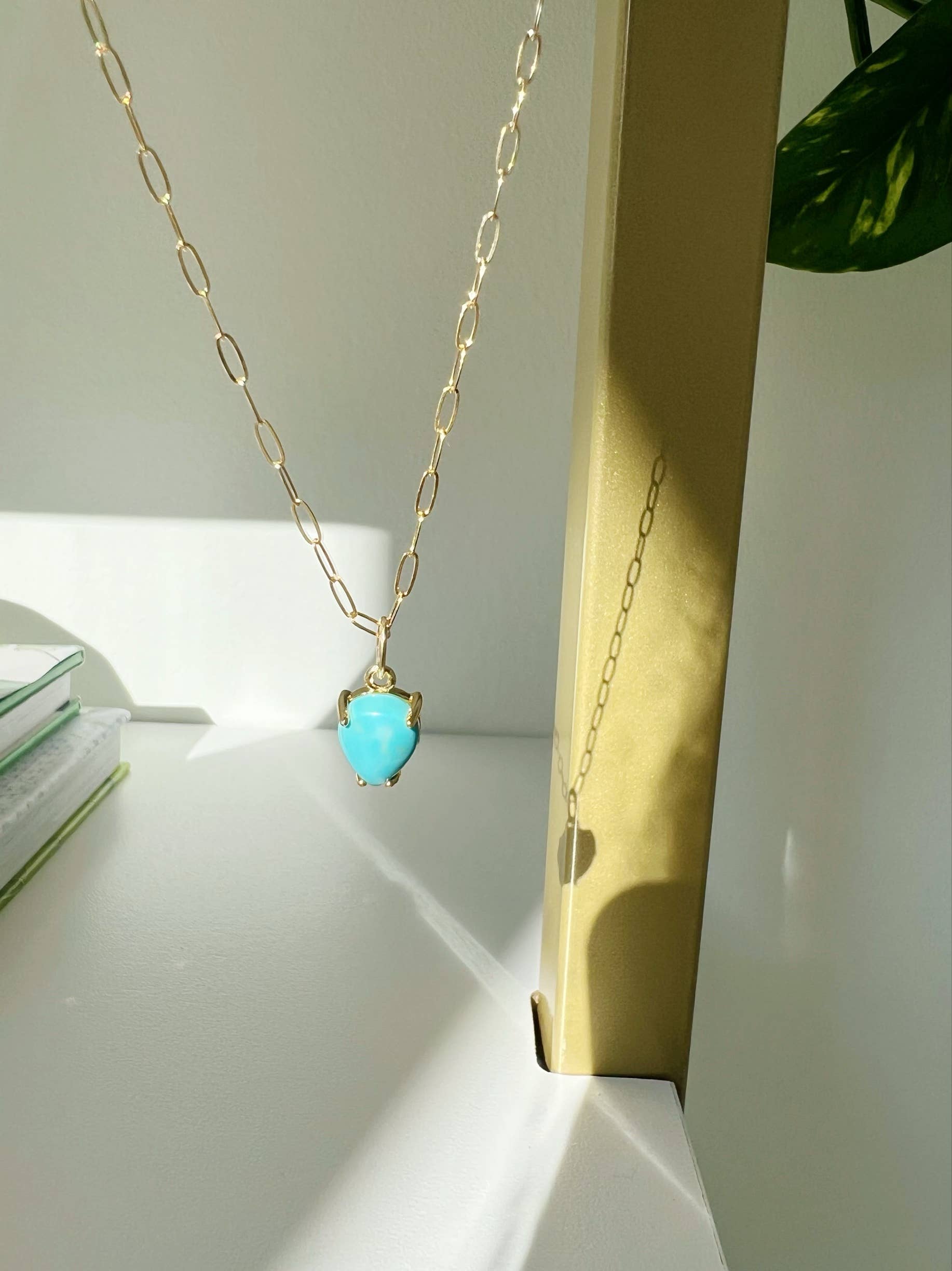 True by Kristy Jewelry - Wholesale Pendant/Charm Necklace - Carolina Turquoise Paperclip Necklace Gold Filled4