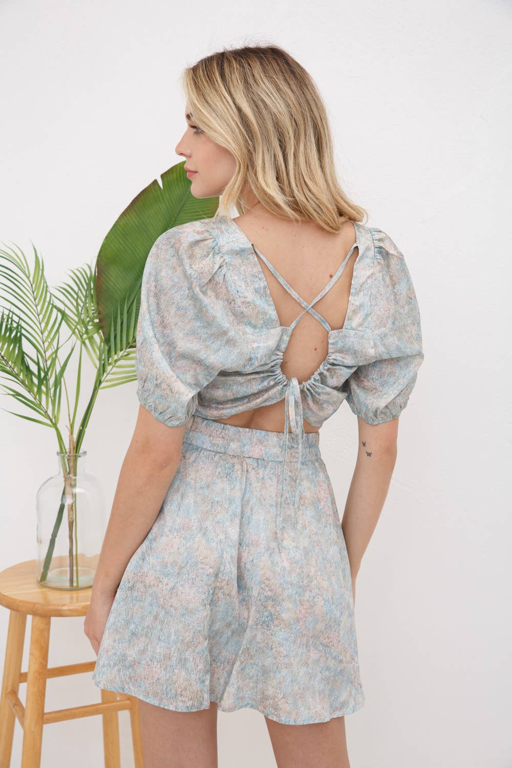 MINT 31365SET - Woven Round Tunnel Back Tie Elastic Skort Set for wholesale on Faire1