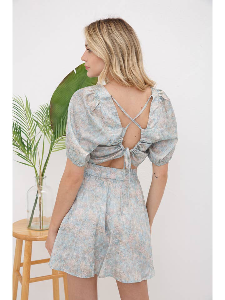 MINT 31365SET - Woven Round Tunnel Back Tie Elastic Skort Set for wholesale on Faire1