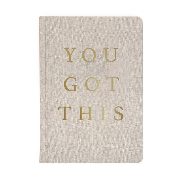 Sweet Water Decor - Wholesale Journal/Diary - You Got This - Tan and Gold Foil Fabric Journal