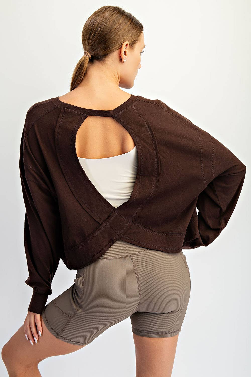 Rae Mode - Wholesale Lounge Top - Women's - COTTON SLUB OPEN BACK LONG SLEEVE TOP24