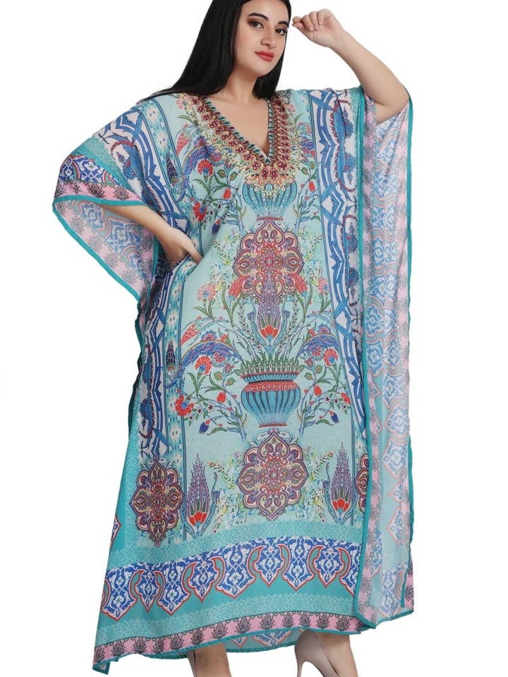 Womens Maxi Kaftan Cover Up PD-9521 for wholesale by Advance Apparels