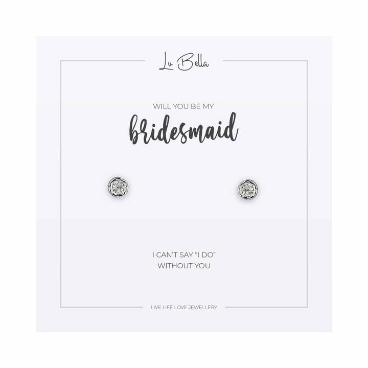 Bridesmaid Sentiments Earrings - Sparkly Stud for wholesale by Lu Bella