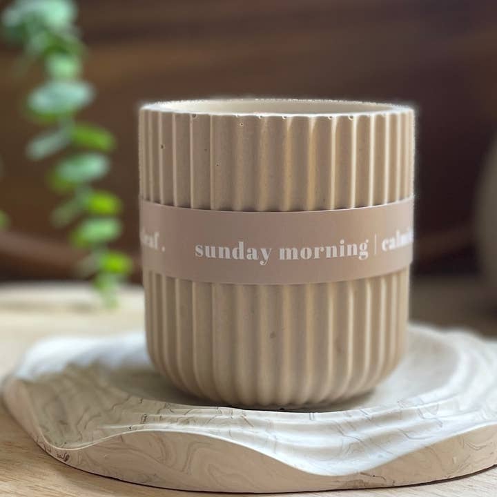 The Wax Leaf Candle Co - Wholesale Jar/filled candle - Chamomile Jesmonite Soy Wax Candle / Beige Home Decor1