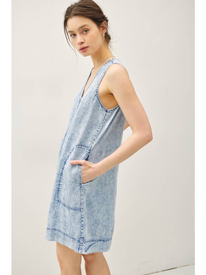 Be Cool - Wholesale Dress - Women's - DENIM LOOK TENCEL TANK DRESS