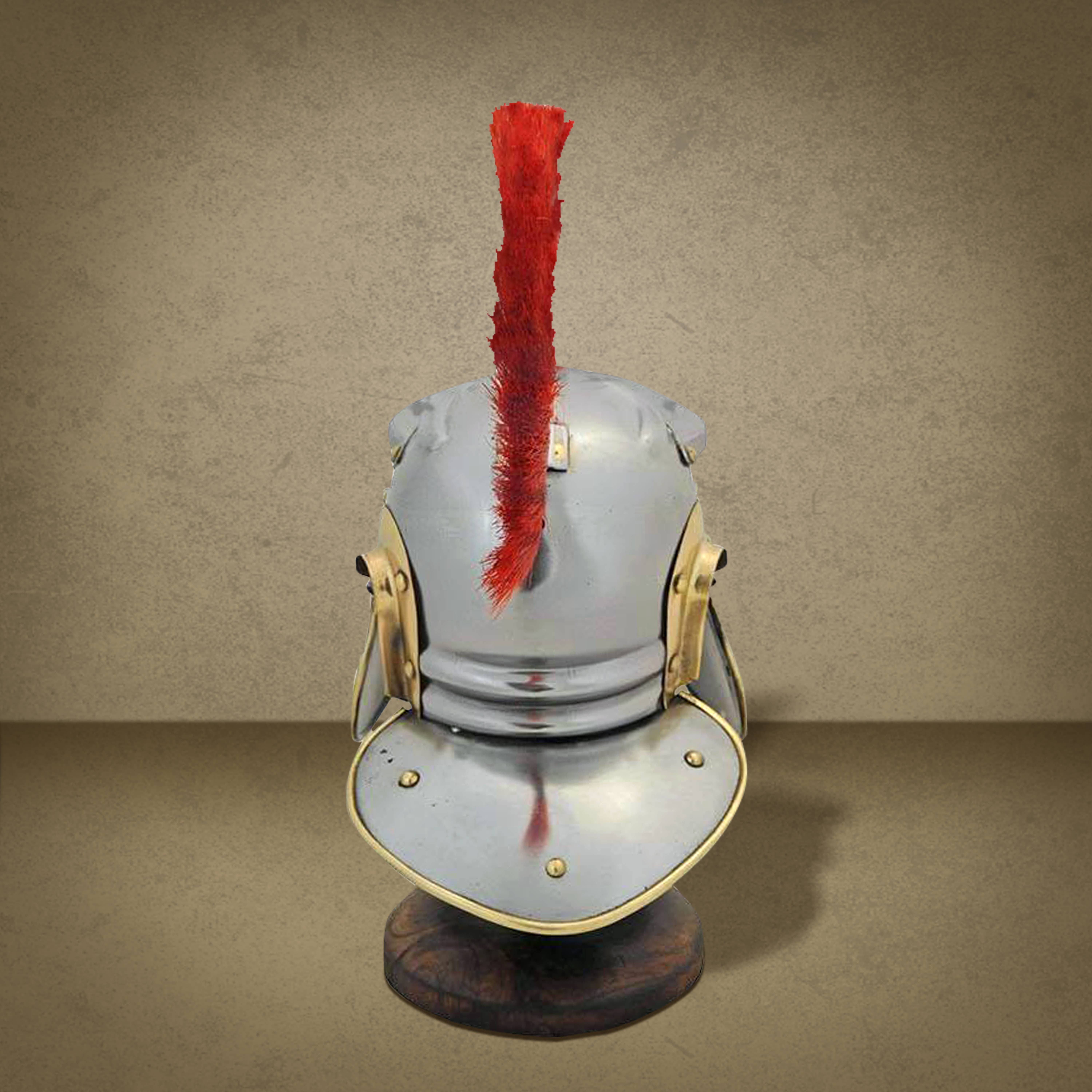 FH KNIVES – wholesale Decorative tabletop object – Roman Centurion Display Helmet with Wooden Stand, Home Decor2