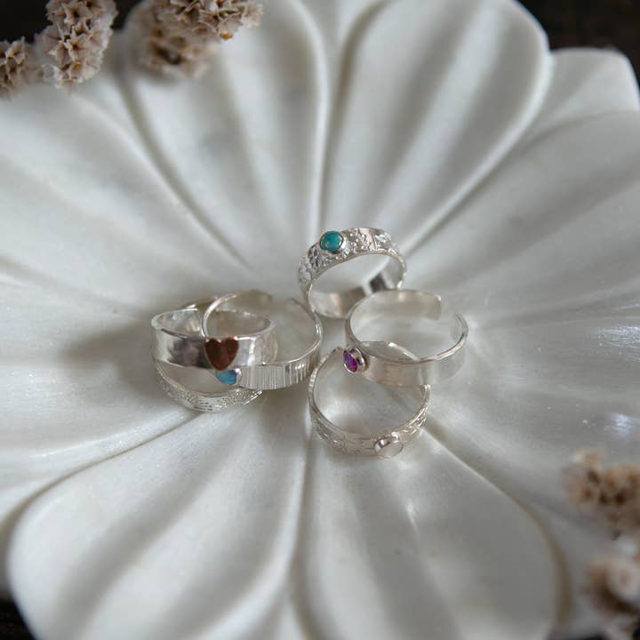 Adjustable Stone Setting Rings, sterling silver dainty rings for wholesale by The Old Farmhouse Jewellery