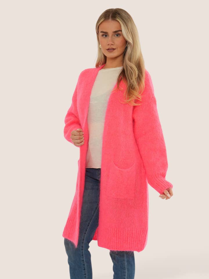Mohair Longline Open Front Cardigan for wholesale by Terminal 1 Clothing