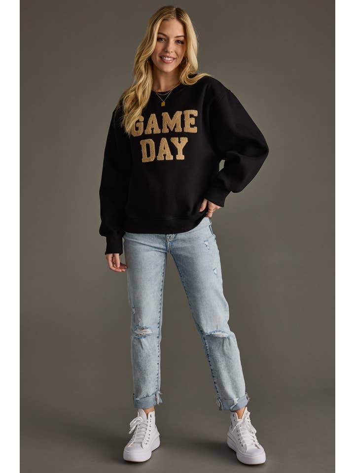 Panache Apparel Co. - Wholesale Graphic Sweatshirt - Women's - Black Game Day Sweatshirt7