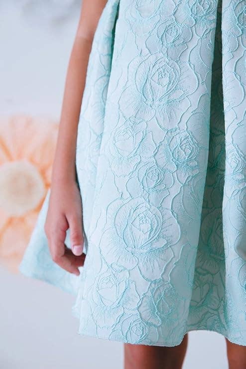 iGirlDress - Wholesale Dress - Kids - Vintage Rose Jacquard with Shoulder Bow Flower Girl Dress6