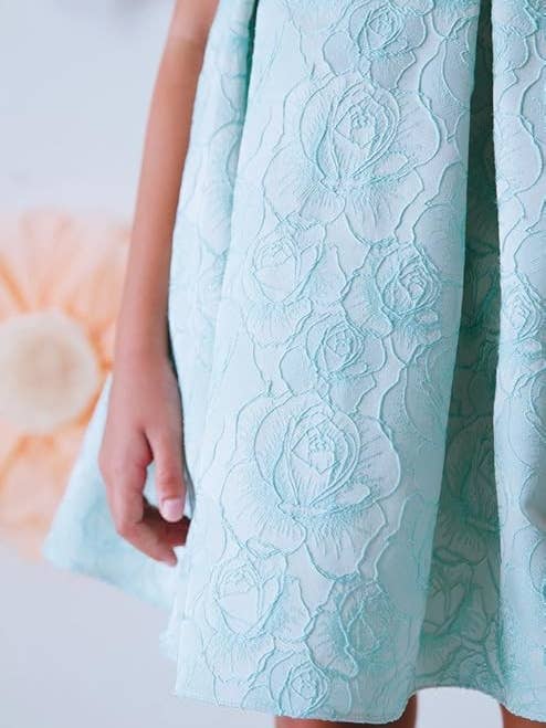 iGirlDress - Wholesale Dress - Kids - Vintage Rose Jacquard with Shoulder Bow Flower Girl Dress6