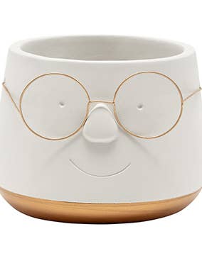 Planter, Face w/ Glasses Item # 14411 for wholesale by Napco