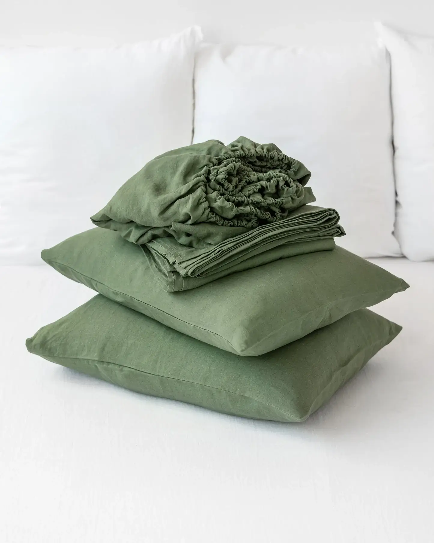 MagicLinen (We handle U.S. import procedures for you) - Wholesale Sheet Set - Linen sheet set in Forest green (4 pcs) Bedding set0