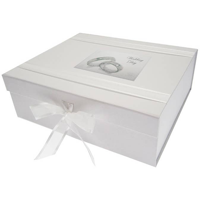 Anillos de boda, caja de recuerdo grande (WRN2X) para venta al por mayor de White Cotton Cards