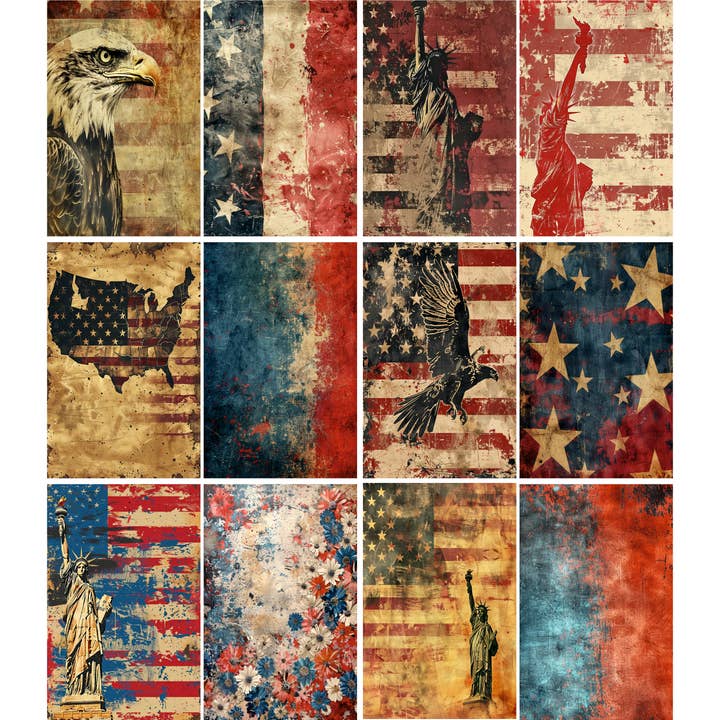 Distressed US Flag Rispapper, 8 x 10,5 tum (A4) för wholesale av Craft Kreatively