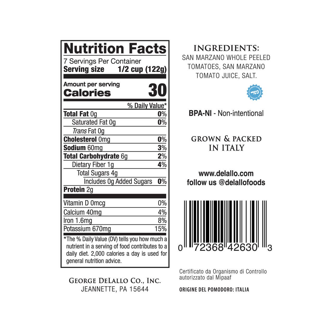 Delallo - Wholesale Sauce - San Marzano Tomatoes D.O.P.3