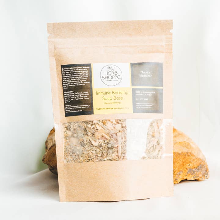 Mélanges médicinaux pour soupe immunostimulante emballés pour la vente par The Herb Shoppe