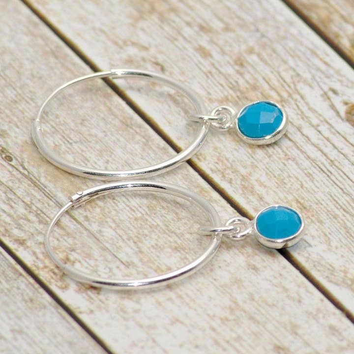 Sterling Silver Turquoise Hoop Earrings for wholesale by Sophellie Jewellery