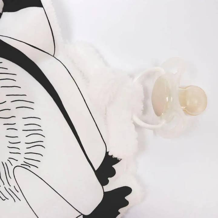 PETIT BLOOM - Wholesale Security/Cuddle Blanket - Baby - Black and White Plush Rona The Raccoon2